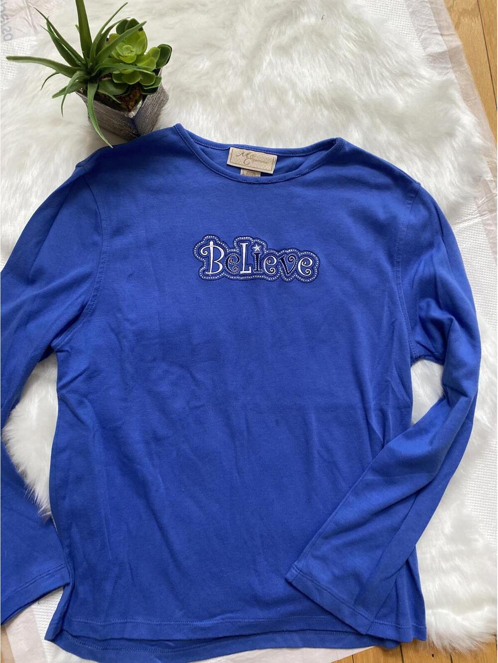 M.C. Sportswear Women's Blue Long Sleeve Top "Believe"